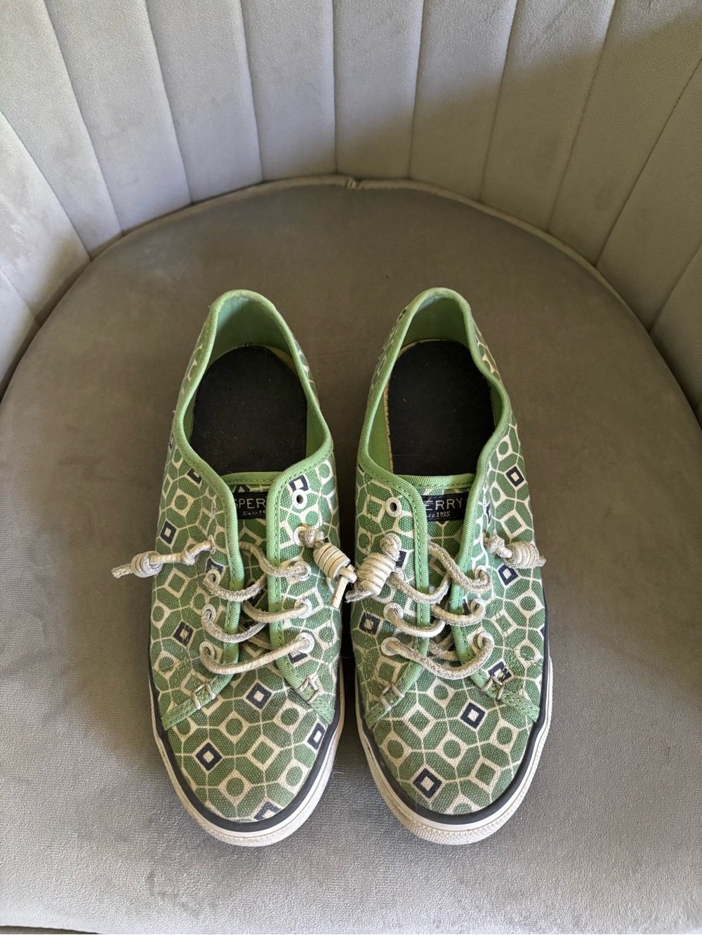 Sperry Green Geometric Slip-On Sneakers